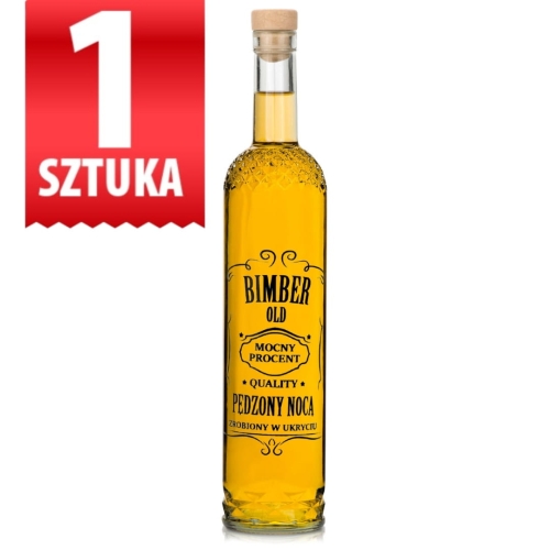 Butelka szklanka na korek Nargiz 500 ml  z nadrukiem Bimber Pędzony Nocą