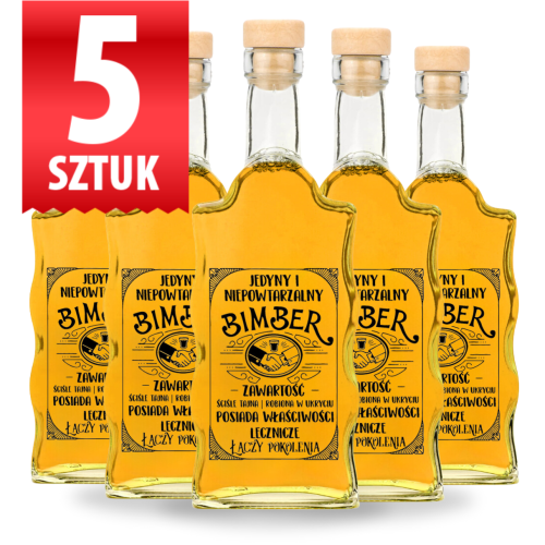 Zestaw 5 sztuk Butelka Warta korek 500 ml z nadrukiem Jedyny Niepowtarzalny