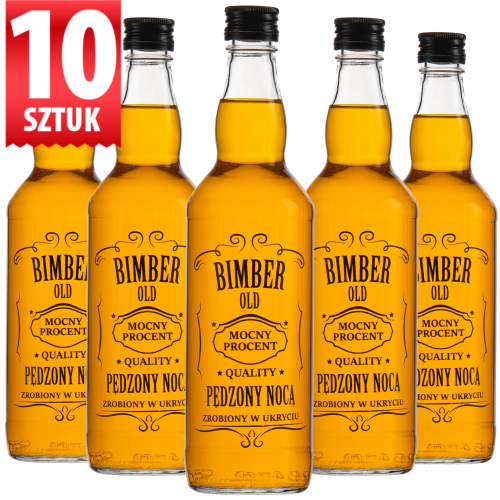 Butelka Monopolowa "Połówka" 500 ml + nadruk Bimber Pędzony Nocą 10 sztuk