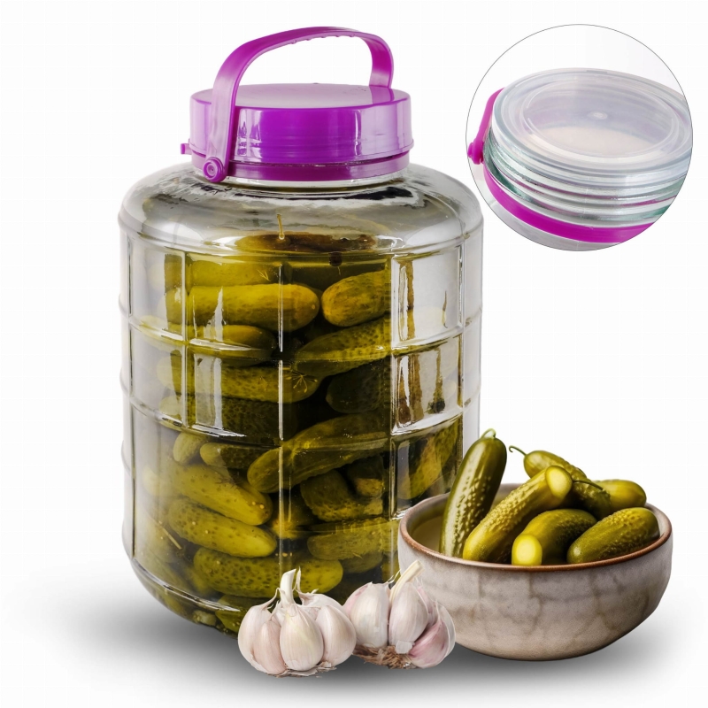 Szklany słój 18L z plastikową zakrętką doszczelniającą do kiszenia i fermentacji warzyw