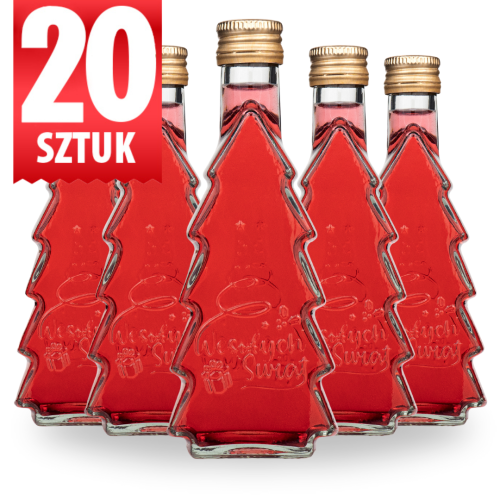 Zestaw 20 sztuk Butelka na prezent świąteczny Choinka 250 ml Wesołych Świąt  