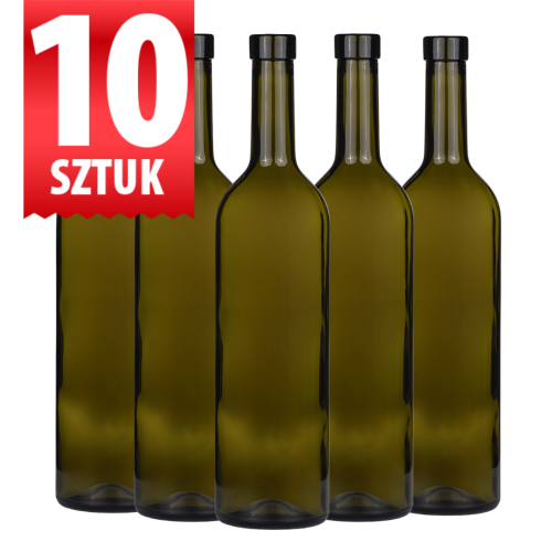 Butelka oliwkowa Bordeaux 750 ml na wino Zestaw 10 sztuk