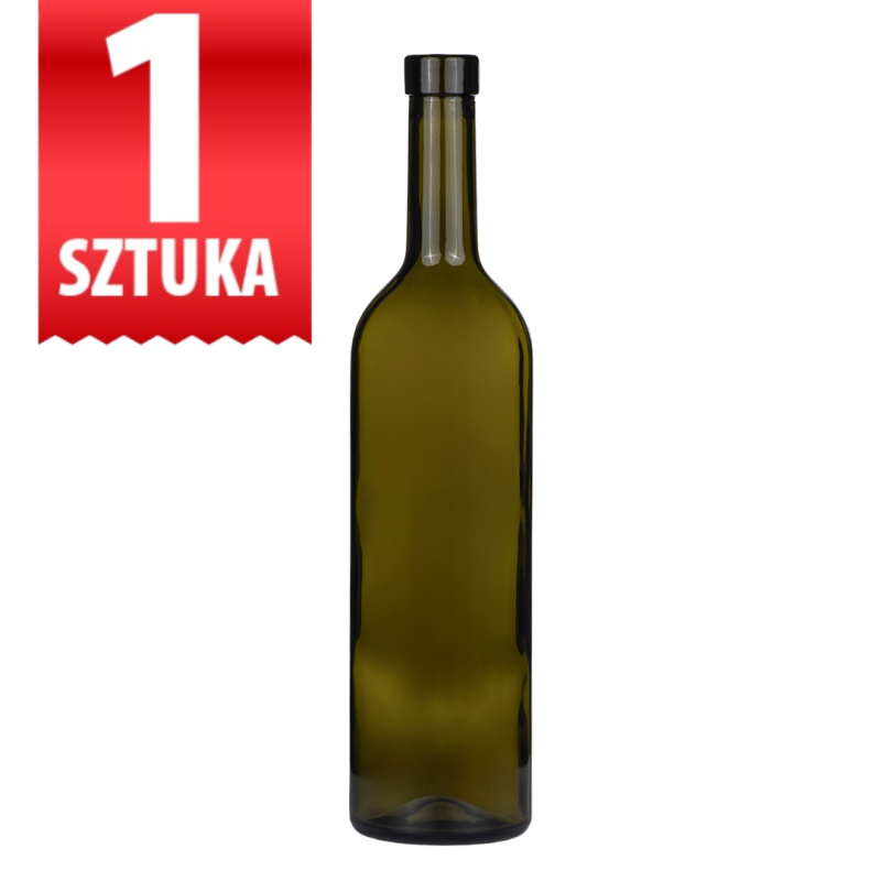 Butelka oliwkowa Bordeaux 750 ml z szyjką fi 19 mm do wina domowego i nalewek, ciemne szkło ochronne