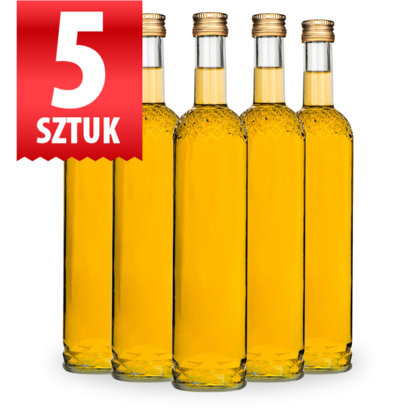 Butelka Nargiz szkło 500 ml zakrętka fi 28 do domowego wina nalewki i likieru 5 szt