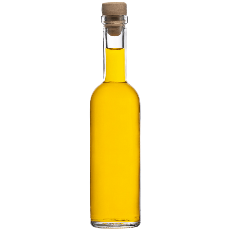 Szklana butelka Futura 100 ml z bursztynową nalewką i korkiem, jedna z 20 sztuk w zestawie hurtowym