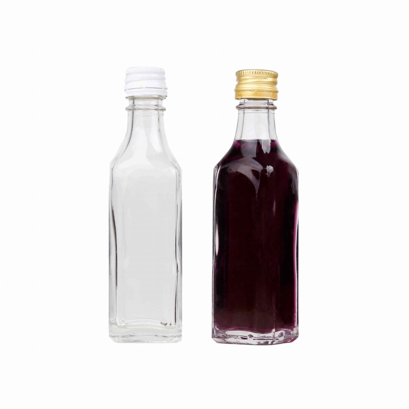 5 sztuk szklanych buteleczek kwadratowych 50 ml z nakrętką do nalewek bimbru i soków