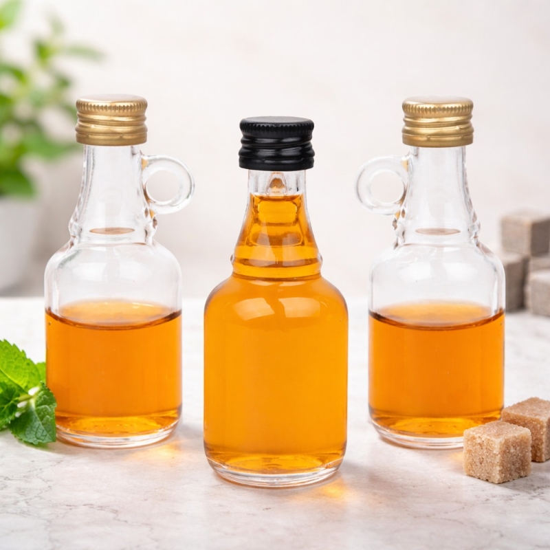 Zestaw 5 szklanych butelek Gallone 40 ml z nakrętką aluminiową na nalewkę jako prezent