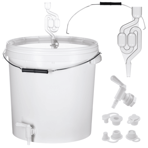 Pojemnik wiadro do fermentacji okrągłe 33 L + rączka metalowa z tulejką