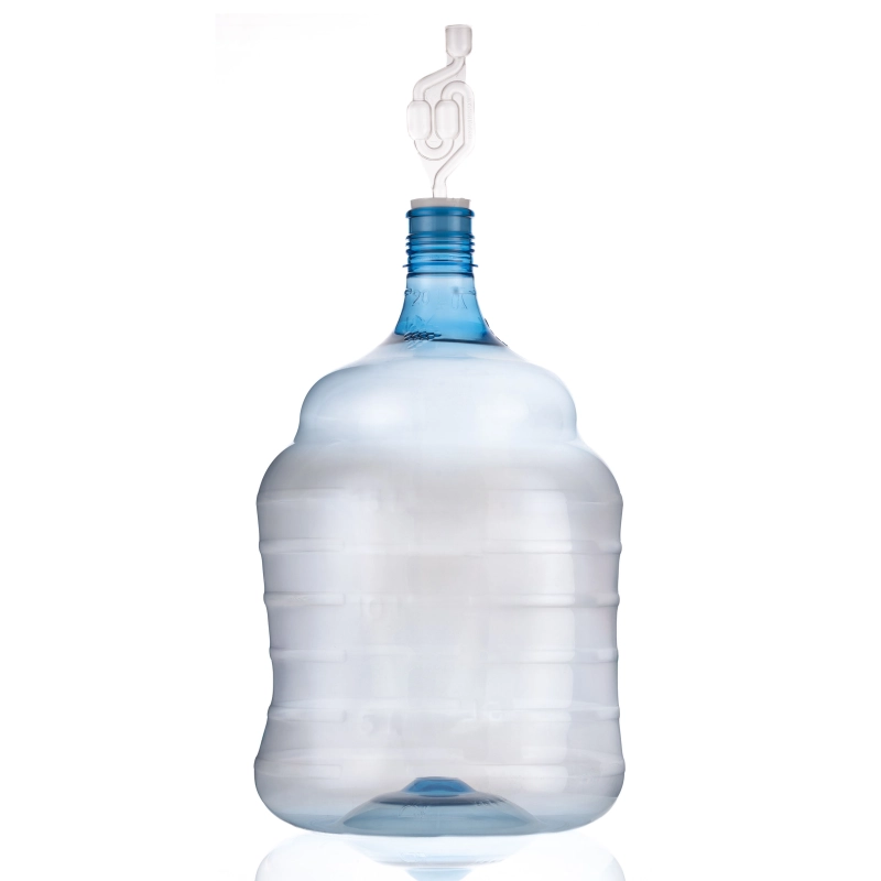 Nietłukący pojemnik fermentacyjny PET 20 l z lekko niebieskimi ściankami i korkiem 44/48 mm