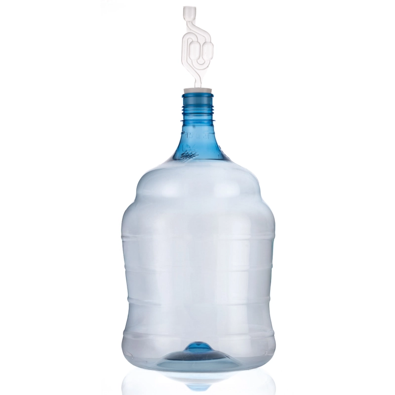 Nietłukący pojemnik fermentacyjny PET 15 l z niebieskim odcieniem ścianek i korkiem 44/48 mm