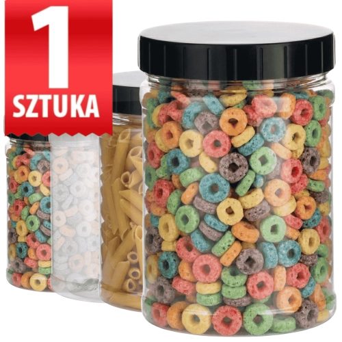 Słój plastikowy PET 1 l z zakrętką EasyPack do przechowywania artykułów spożywczych