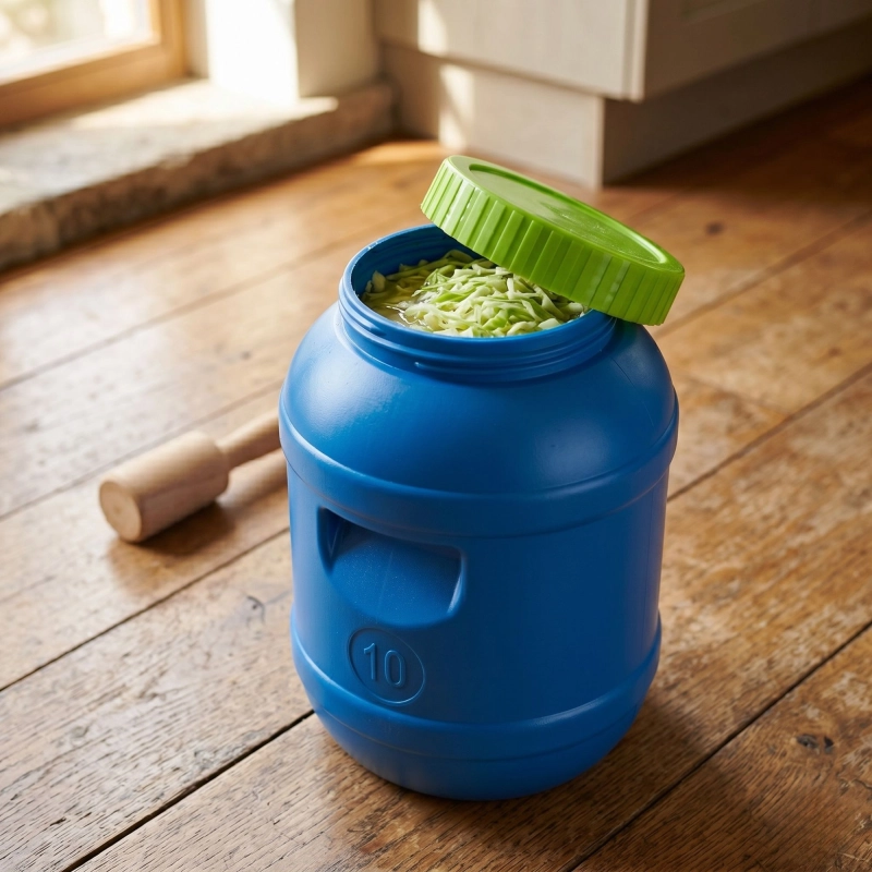 Plastikowa beczka fermentacyjna 10 l z zakrętką do kiszonki domowej kombuchy