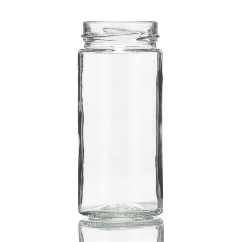 Szklany słoik tuba 400 ml z pokrywką fi 63 mm 4 zaczepy do dżemów i konfitur