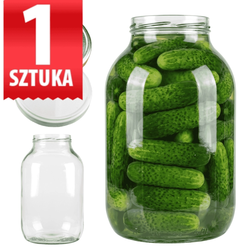 Szklany słoik Classic 4L wieczko metalowe fi 100 do kiszenia i domowej fermentacji