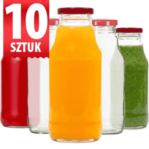 Zestaw 10 sztuk Butelki szklane na soki Kubuś 330 ml 