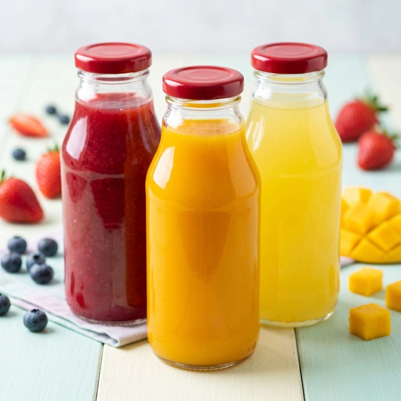 Komplet 10 butelek szklanych Kubuś 330 ml do domowych soków i syropów na sezon letni
