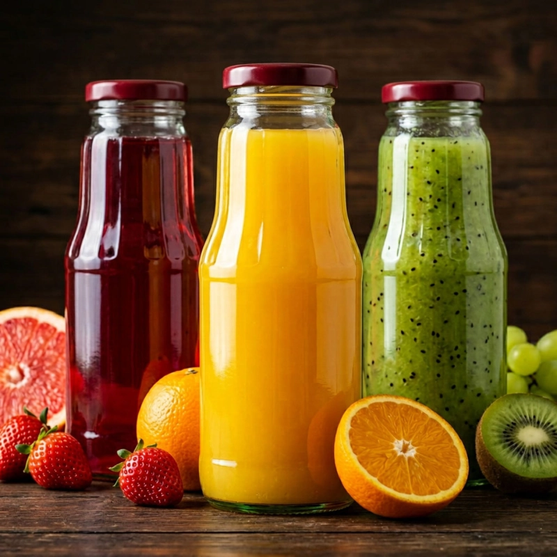 Szklane naczynie Fruit 300 ml z nakrętką twist-off fi 43 do soków syropów i koktajli