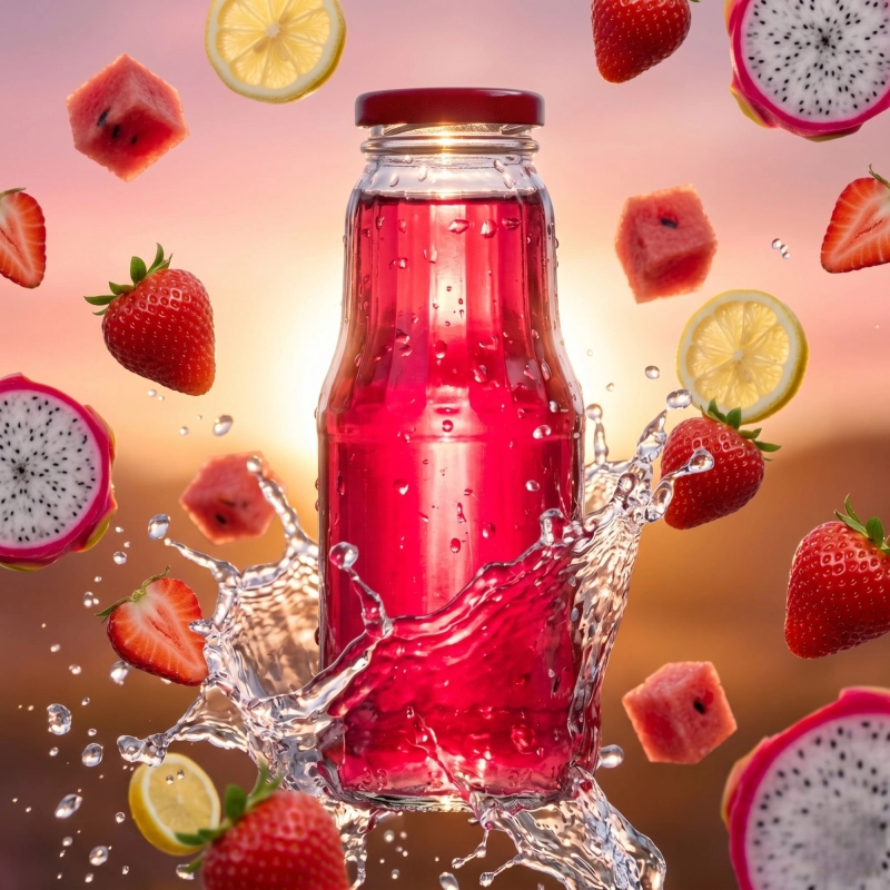 Szklana butelka Fruit 300 ml twist-off do domowych przecierów syropów i koktajli owocowych