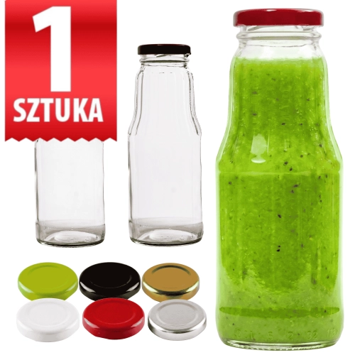 Butelka szklana okrągła na sok Fruit 300 ml fi 43