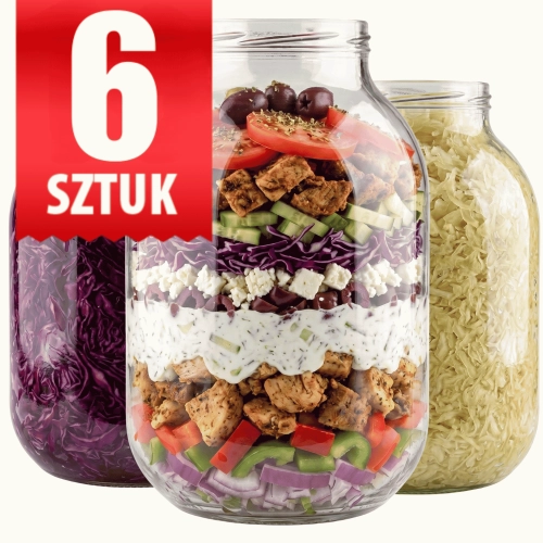 Słoik szklany CLASSIC 3 L — zestaw 6 sztuk, wieczko fi 100 mm