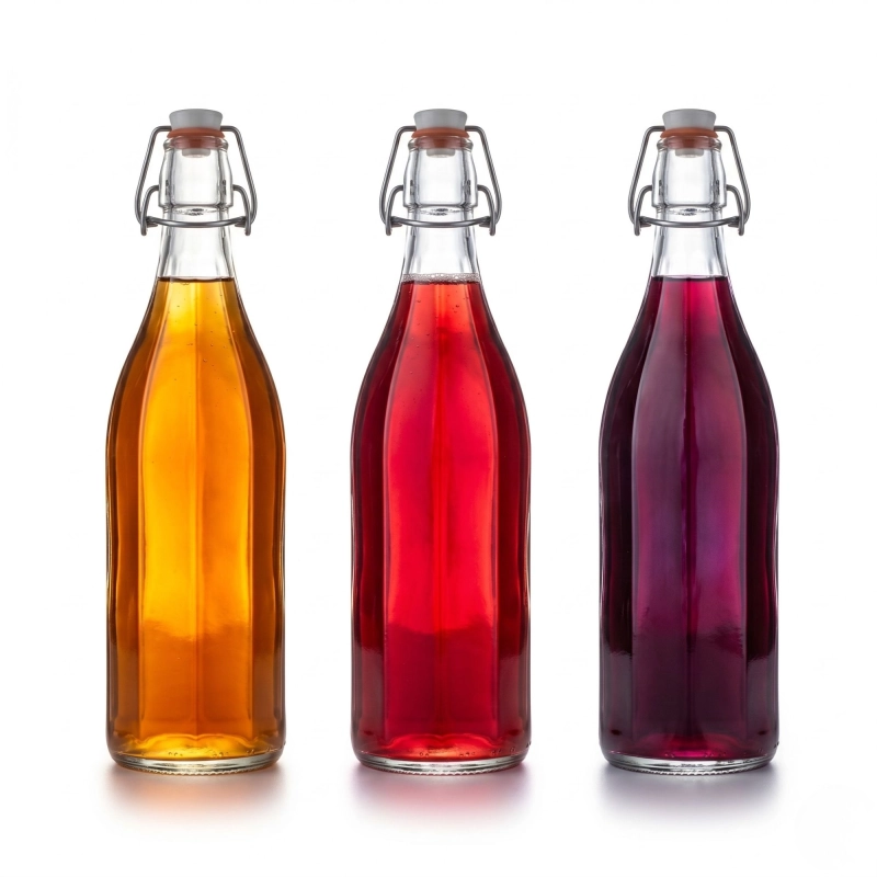 Szklana butelka Costolata 500 ml z pałąkiem do kombuchy i nalewek
