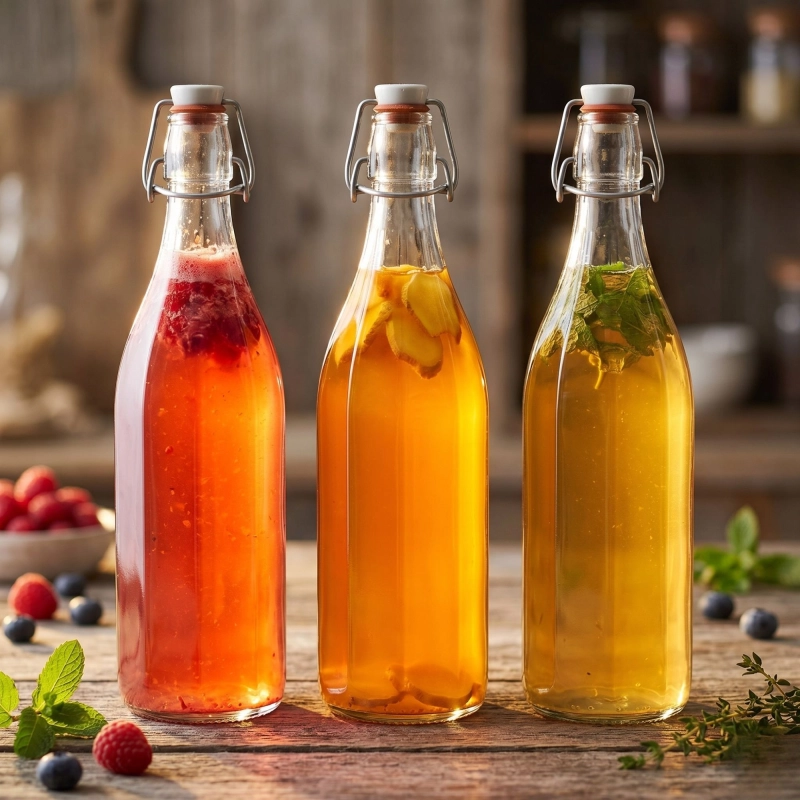 Szklana butelka Costolata 500 ml z pałąkiem na kombuczę domowe soki syropy i nalewki