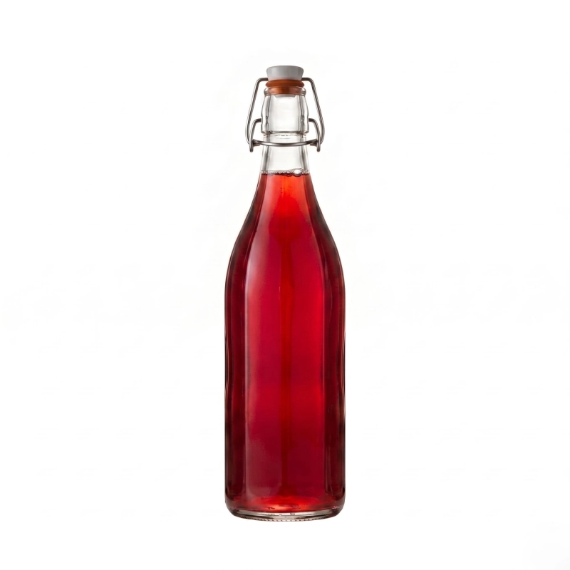 Butelka szklana Costolata 500 ml z pałąkiem idealna do kombuchy cytrynówki i domowych soków