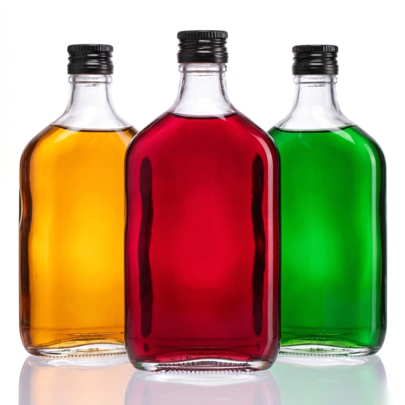 Szklana piersiówka 350 ml z aluminiową nakrętką na alkohol