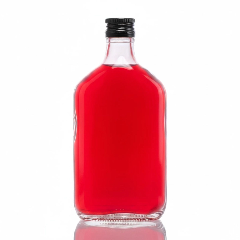 Szklana butelka piersiówka Rubin 350 ml z nakrętką fi 28 do domowych nalewek i soków