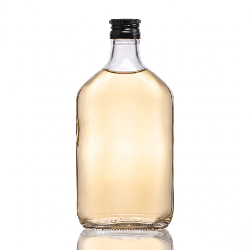Szklana piersiówka 350 ml z zakrętką aluminiową idealna na domowe soki oraz weselną wódkę