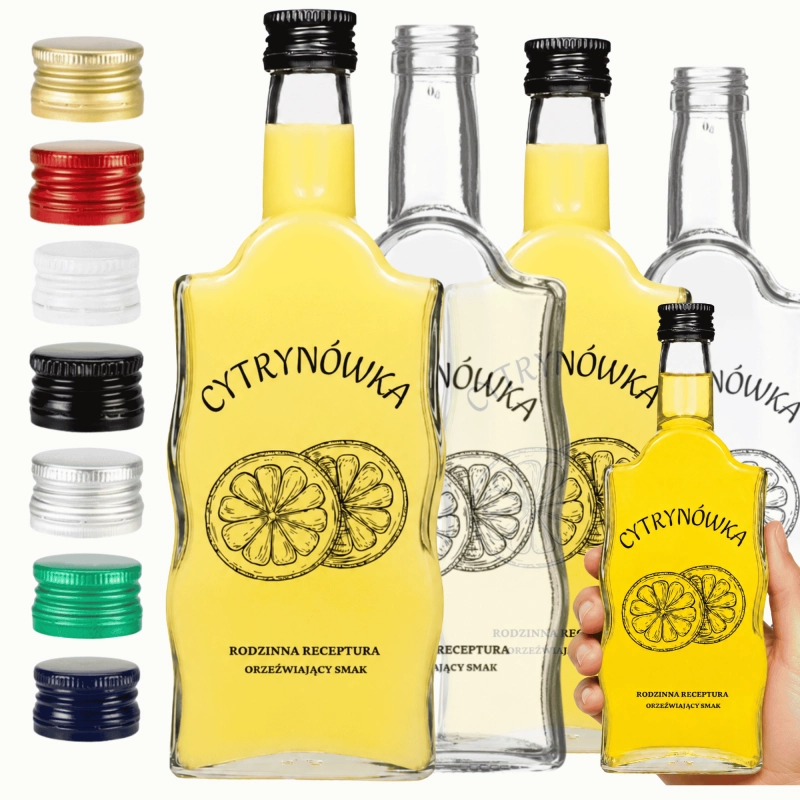 Przezroczysta szklana butelka Warta z zakrętką aluminiową, 500 ml
