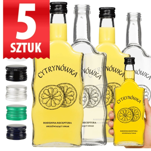 Butelka na Cytrynówkę Warta 500 ml z nadrukiem Zestaw 5 sztuk 