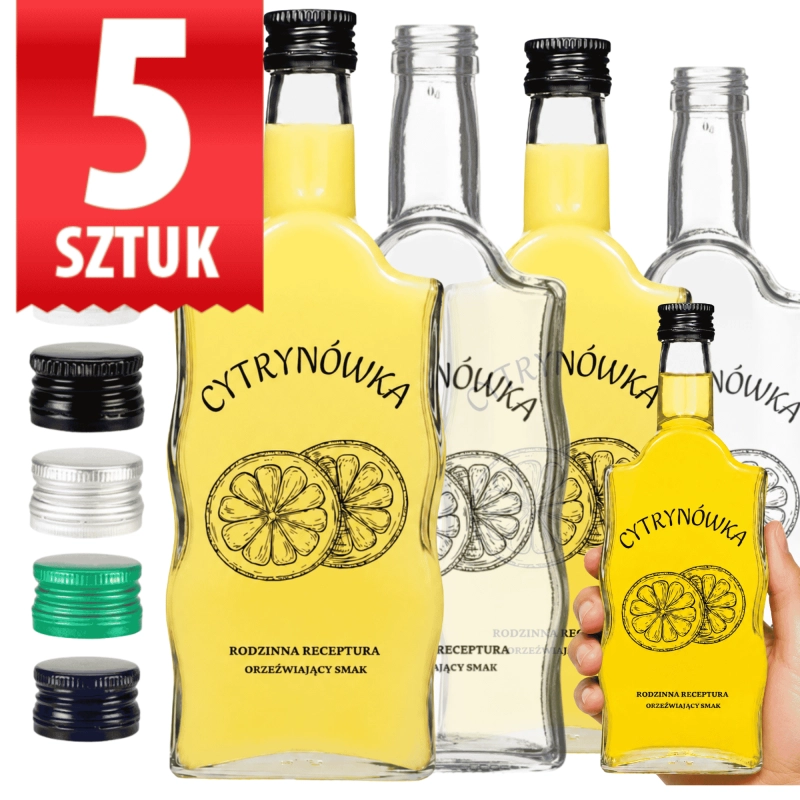 Szklana butelka Warta 500 ml z zakrętką aluminiową do nalewki cytrynowej