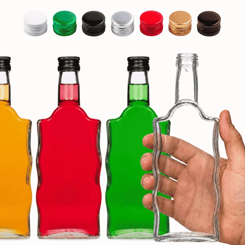 5 butelek szklanych Warta Fala 500 ml z zakrętkami fi 28 — nalewki i likiery domowe