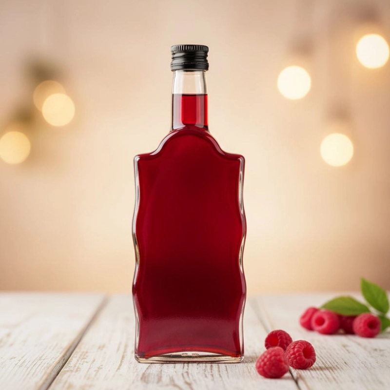 Butelka szklana Warta Fala 500 ml z zakrętką fi 28 — nalewka owocowa na eleganckim tle