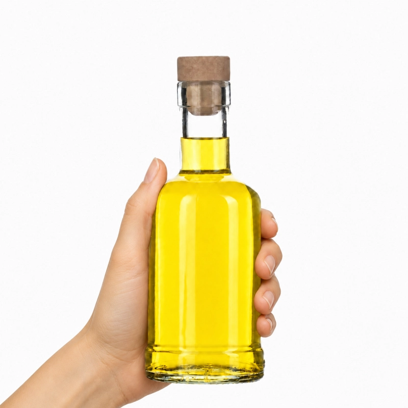 Szklana butelka Statua 250 ml na nalewkę likier lub olej elegancki prezent z korkiem grzybkiem