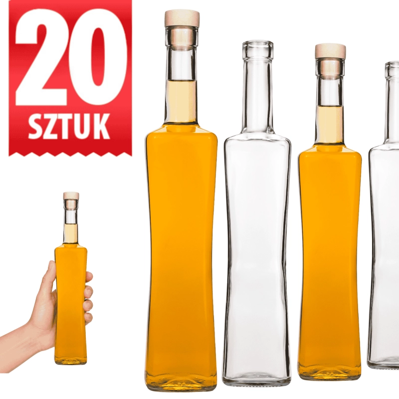 Szklane butelki Magnum 500 ml korek grzybek do nalewek whisky i domowych alkoholi 20 sztuk