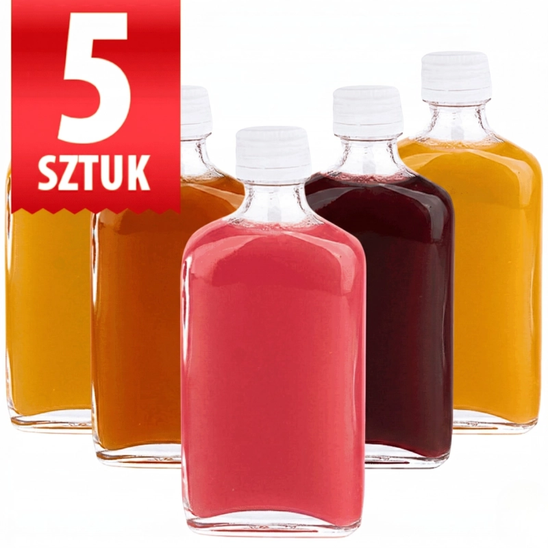 Szklane butelki piersiówki Laura 50 ml zakrętka fi 18 do nalewek zestaw 5 sztuk
