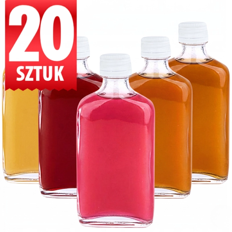 Szklane butelki piersiówki Laura 50 ml zakrętka fi 18 do nalewek zestaw 20 sztuk