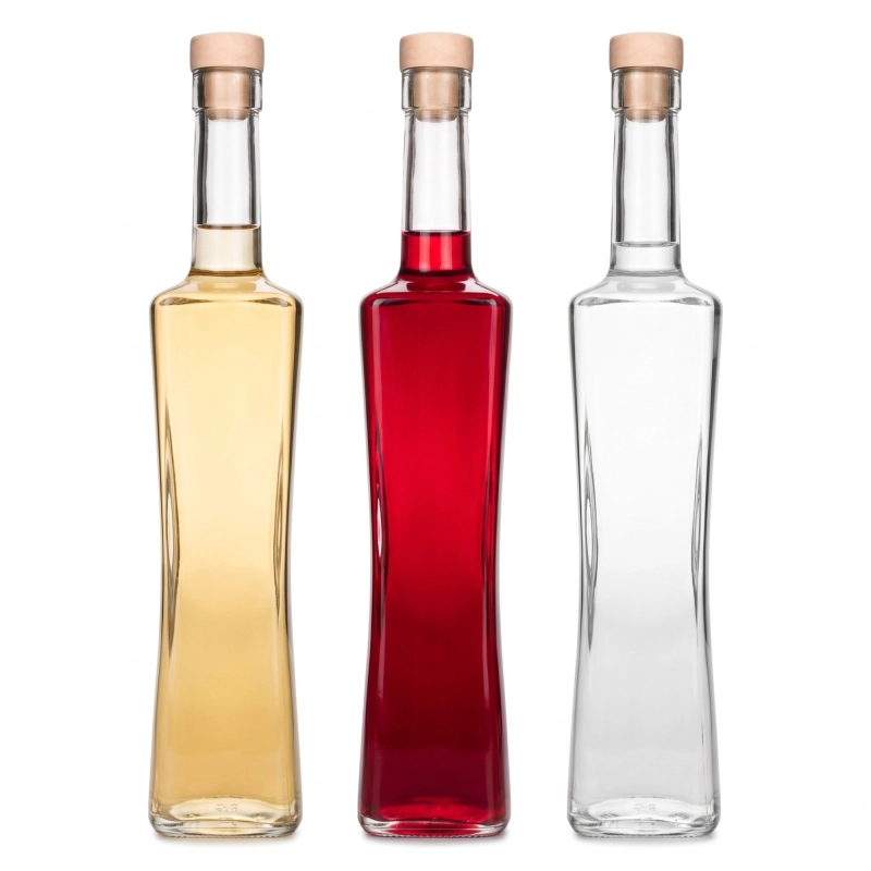 Zestaw 5 smukłych szklanych butelek Magnum 500 ml z korkiem grzybkiem do nalewek i trunków