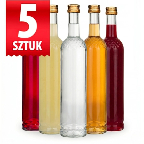 5x Butelka monopolowa Nargiz 500 ml | szklana, gwint fi 28 mm