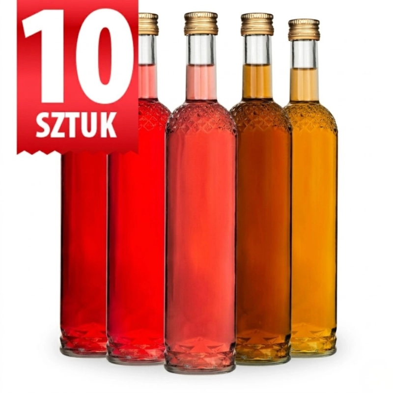 Szklana butelka Nargiz 500 ml zakrętka fi 28 do nalewek bimbru i likierów zestaw 10 sztuk