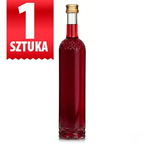Butelka szklana Nargiz 500 ml na nalewki — zakrętka fi 28 mm, 8 kolorów