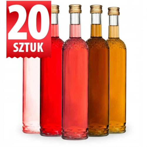 Butelka szklana Nargiz 500 ml — zestaw 20 sztuk na nalewki i bimber