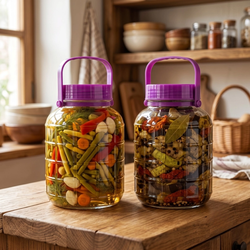 Naczynie szklane 2L z hermetyczną zakrętką plastikową do kiszenia ogórków i produktów sypkich