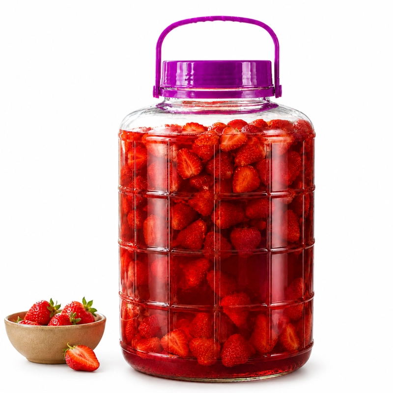 Szklany pojemnik 12 litrów z plastikową zakrętką doszczelniającą do kiszenia i przechowywania