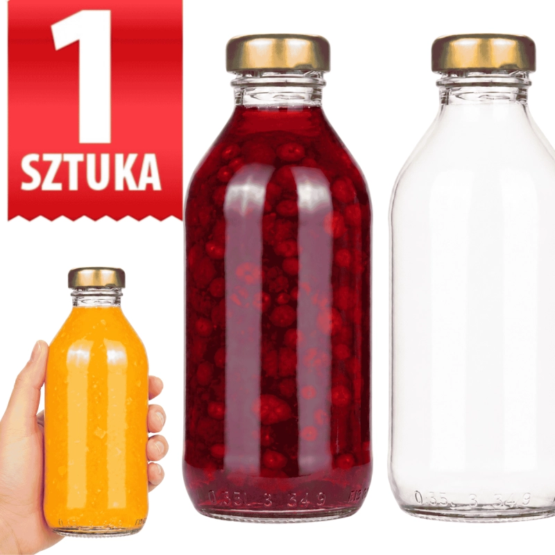 Szklana butelka Kuba 330 ml nakrętka fi 33 do soków i syropów domowych