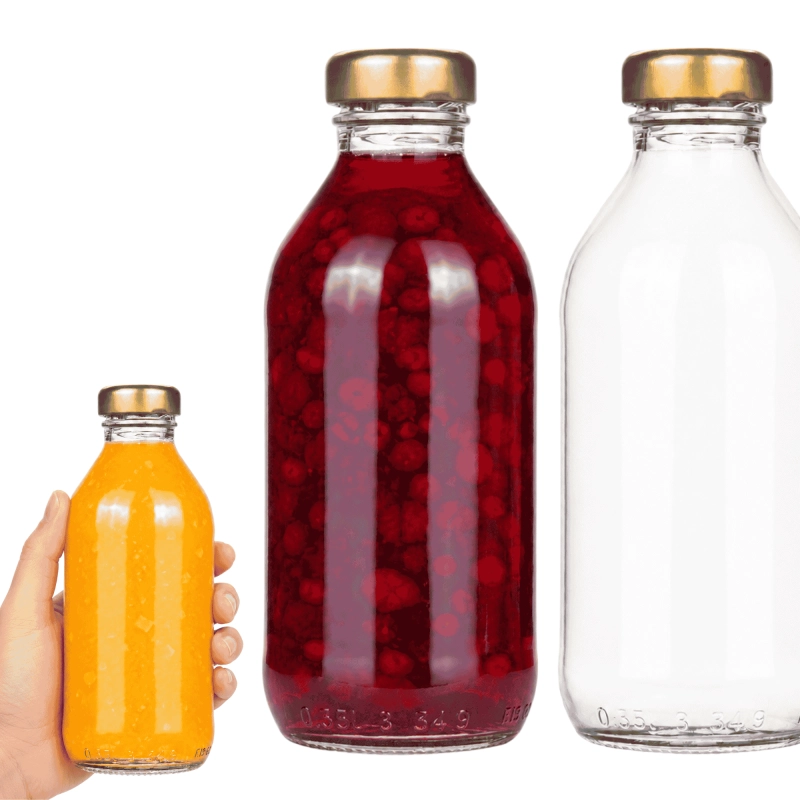 Zestaw 10 szklanych butelek Kuba 330 ml do domowych soków sezonowych i syropów owocowych