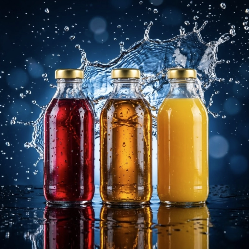 Szklane butelki Kuba 330 ml hurtowe opakowanie 30 sztuk fi 33 do soków syropów i mleka