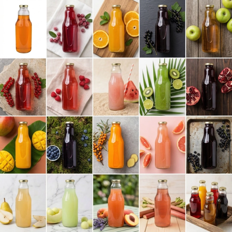 Butelka szklana 1 litr Fruit z pokrywką fi 43 do domowych soków i letnich przetworów